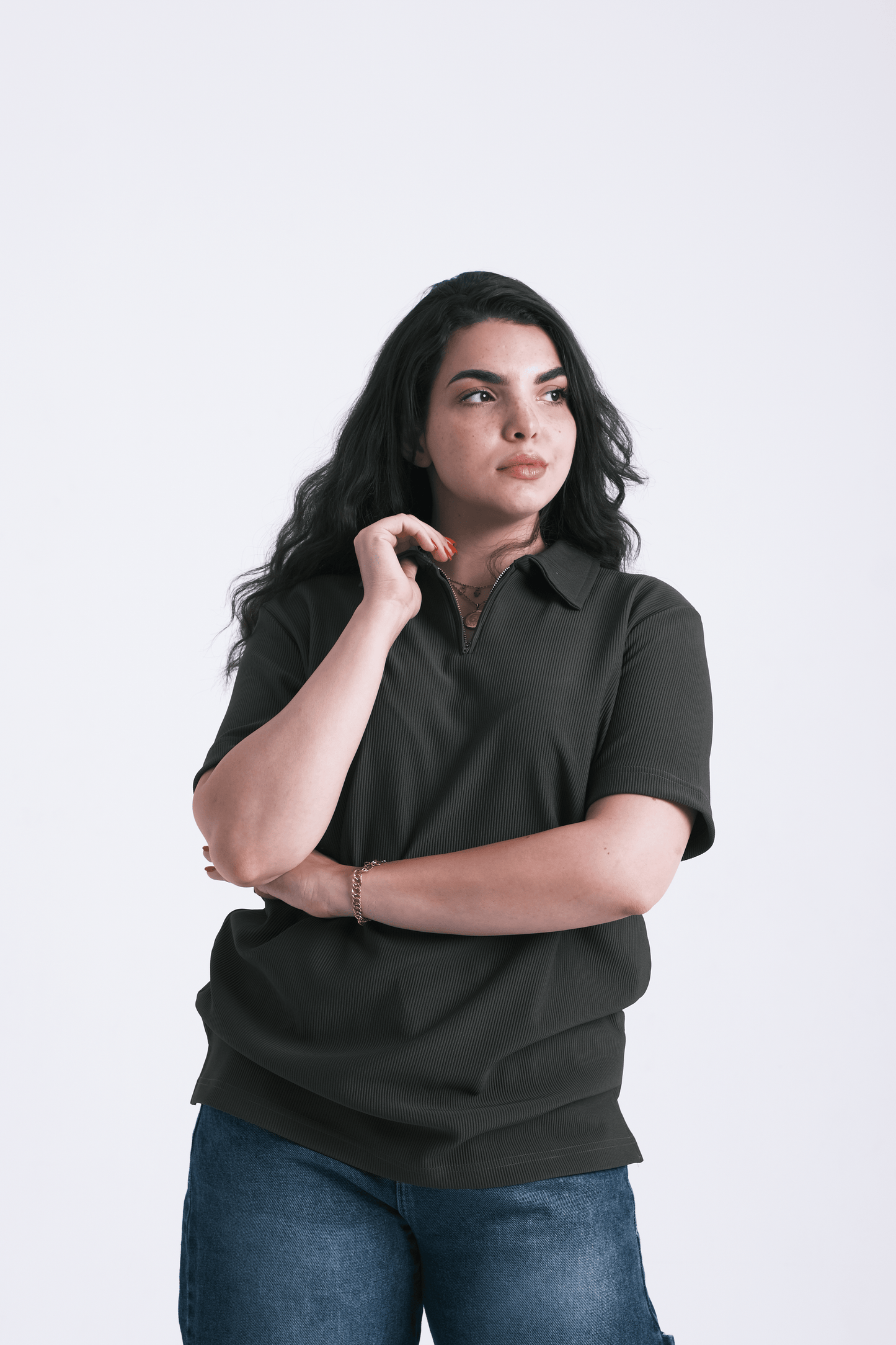 OLIVE GREEN ZIP-UP POLO