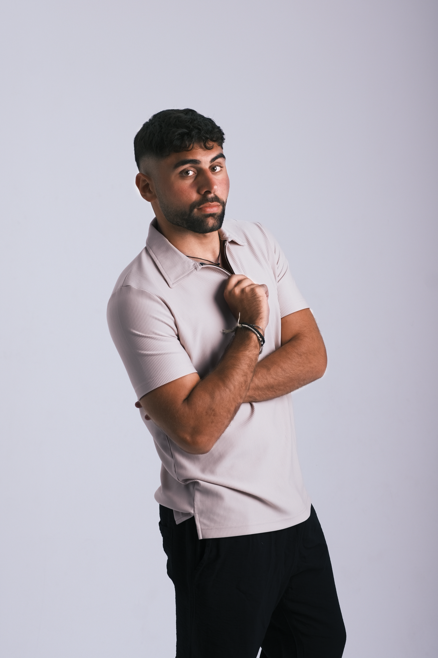 BEIGE ZIP-UP POLO