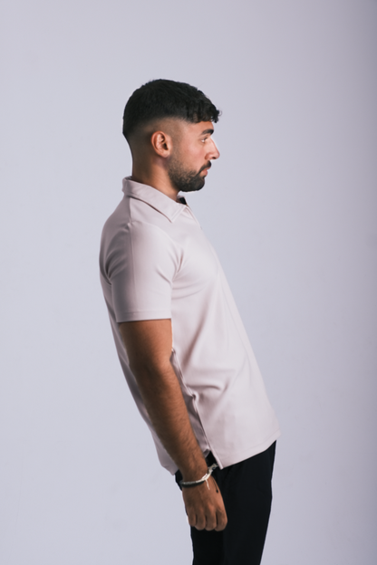 BEIGE ZIP-UP POLO
